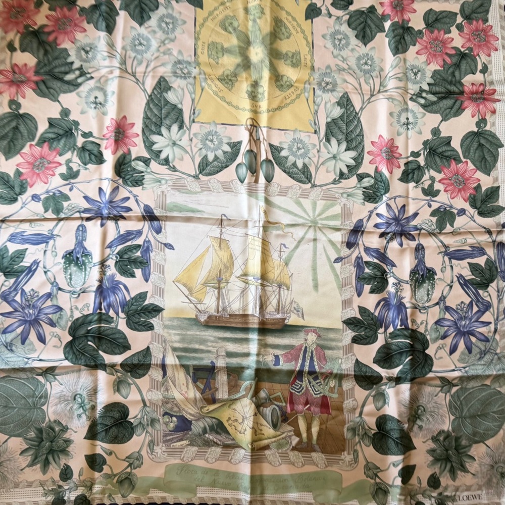Loewe Multicolor Floral & Nautical vintage Silk Scarf ABSOLUTELY GORGEOUS! - Picture 2 of 7